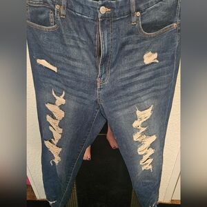Women's Distressed Blue Jeans